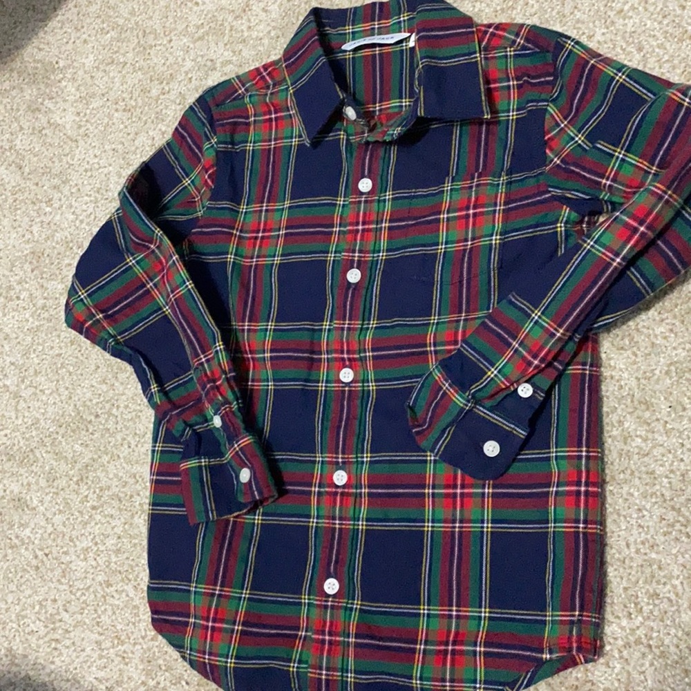 Holiday plaid button down